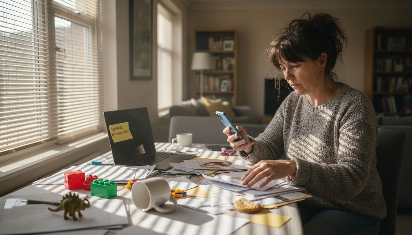 Cluttered home workspace raising stress