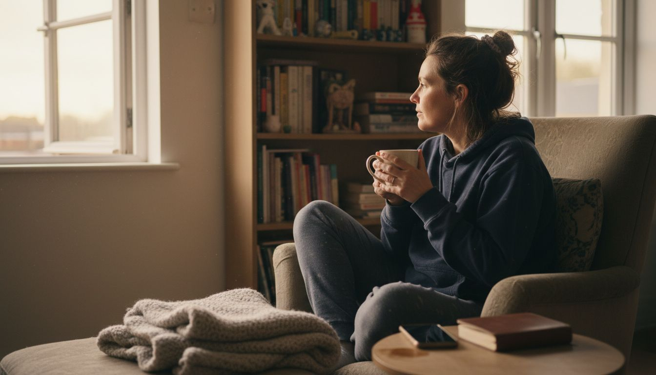 Woman quietly resting at sunrise