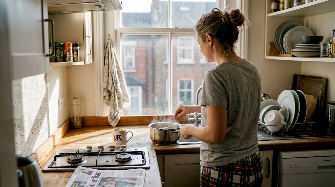 Woman practicing mindful slow morning routine