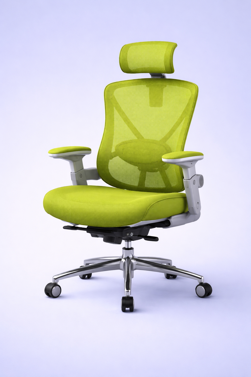 Row of black office chairs in a modern office setting