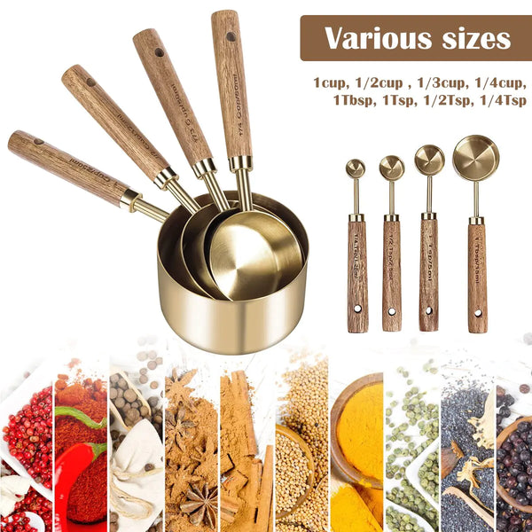 STOMART.CO.UK 8-Piece Measure Cup and Spoon Set Kitchen Free Text