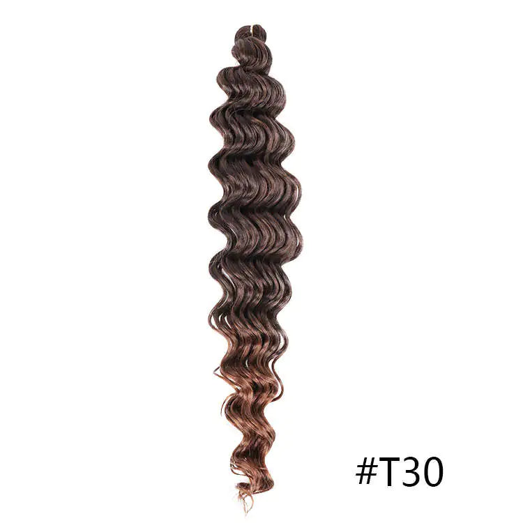 A single long wavy hair extension bundle in a dark brown to copper/auburn ombré shade, labeled “#T30,” shown on a white background.