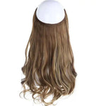 Brown view of a mannequin head wearing a long, wavy black hairpiece; text at the bottom reads “Weight: 100g Length: 60cm (24 inches)