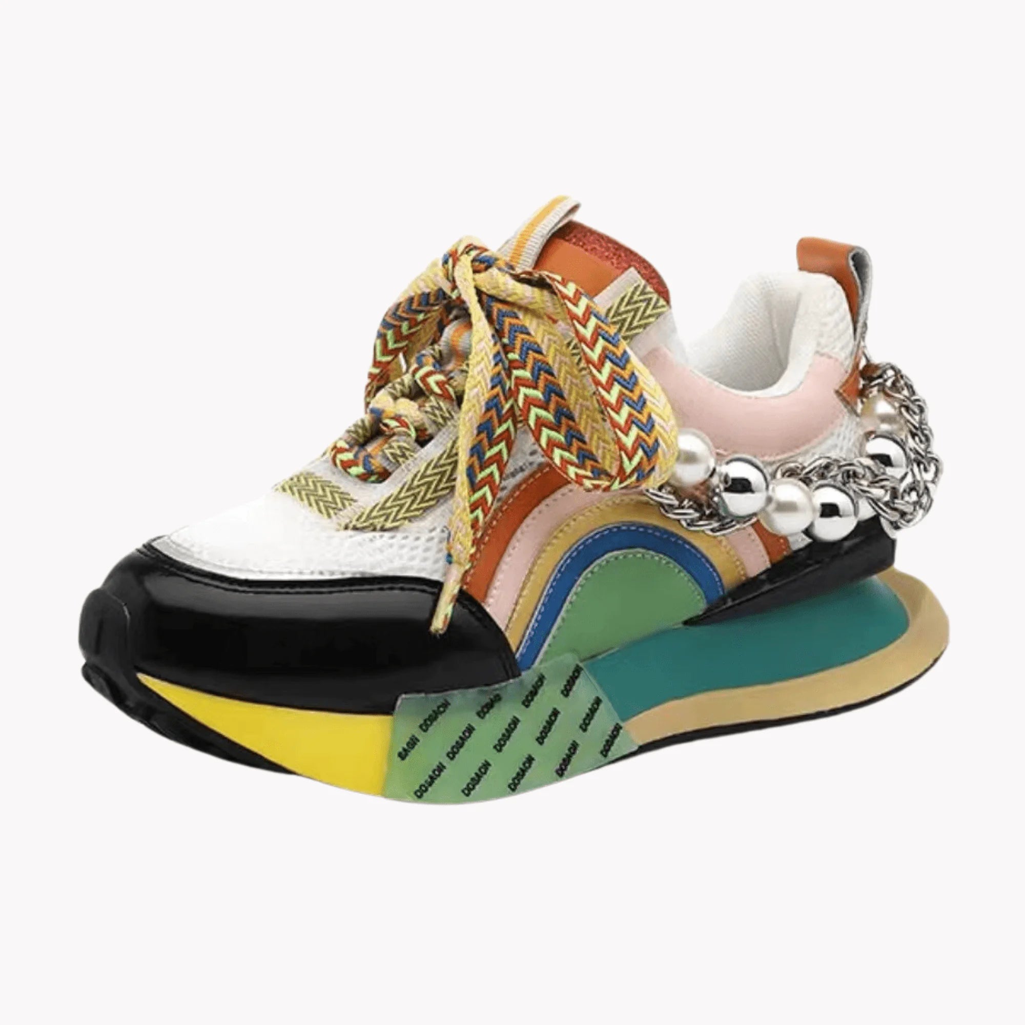 Rainbow Pearl Chain Sneakers