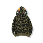 Camoflage hoodie with a white cat graphic and “NOT TODAY” text.