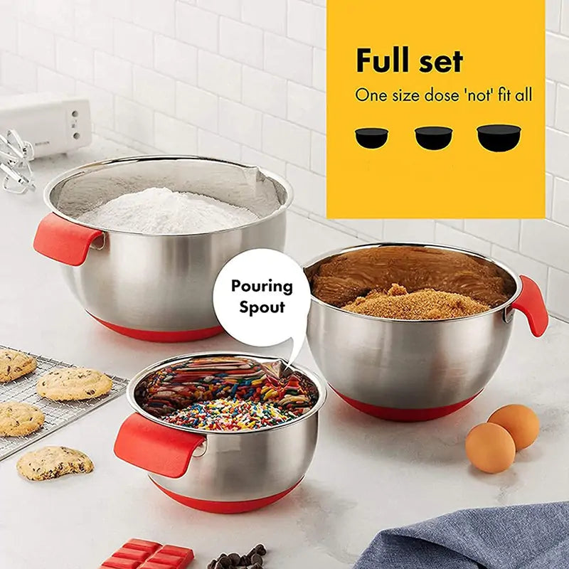 STOMART.CO.UK HOT-Mixing Bowls, Stainless Steel Non Slip Mixing Bowls Kitchen Free Text