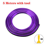 Roll of purple flexible wire, 5 meters in length, with a yellow tool included as a gift, shown on a white background with the text "5 Meters with tool" above.