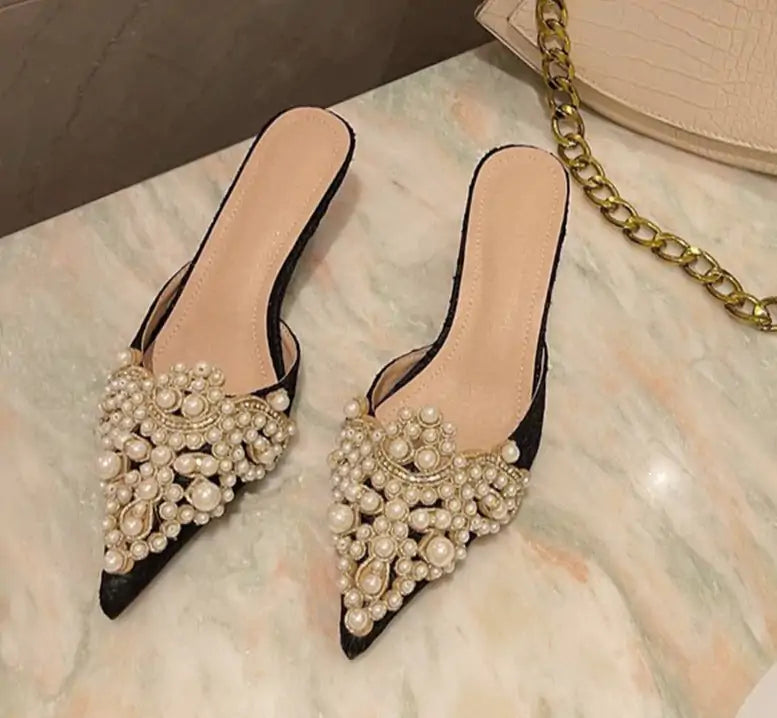 Women's Elegant Pearl Crown Sandals