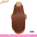 Product photo of a long, straight auburn/brown hair extension attached to a mannequin head, shown from the back; text indicates color “30” and “Weight: 110g, Length: 60cm (24 inches).”