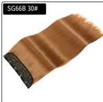 This is an image of a hair extension piece, labeled "SG66B 30#", showing straight, light brown hair with a clip-in section at the top.