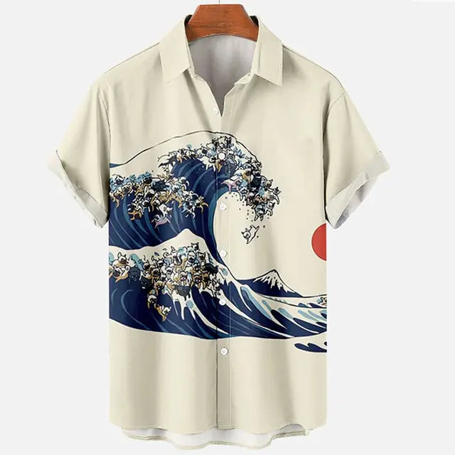 Vintage Seaside 3D Wave Shirt
