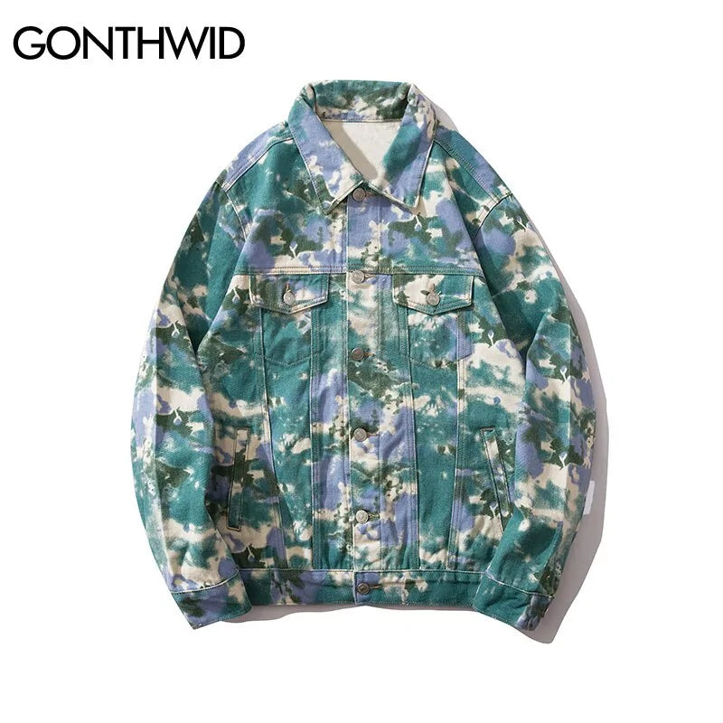 Camouflage Tie Dye Denim Jacket