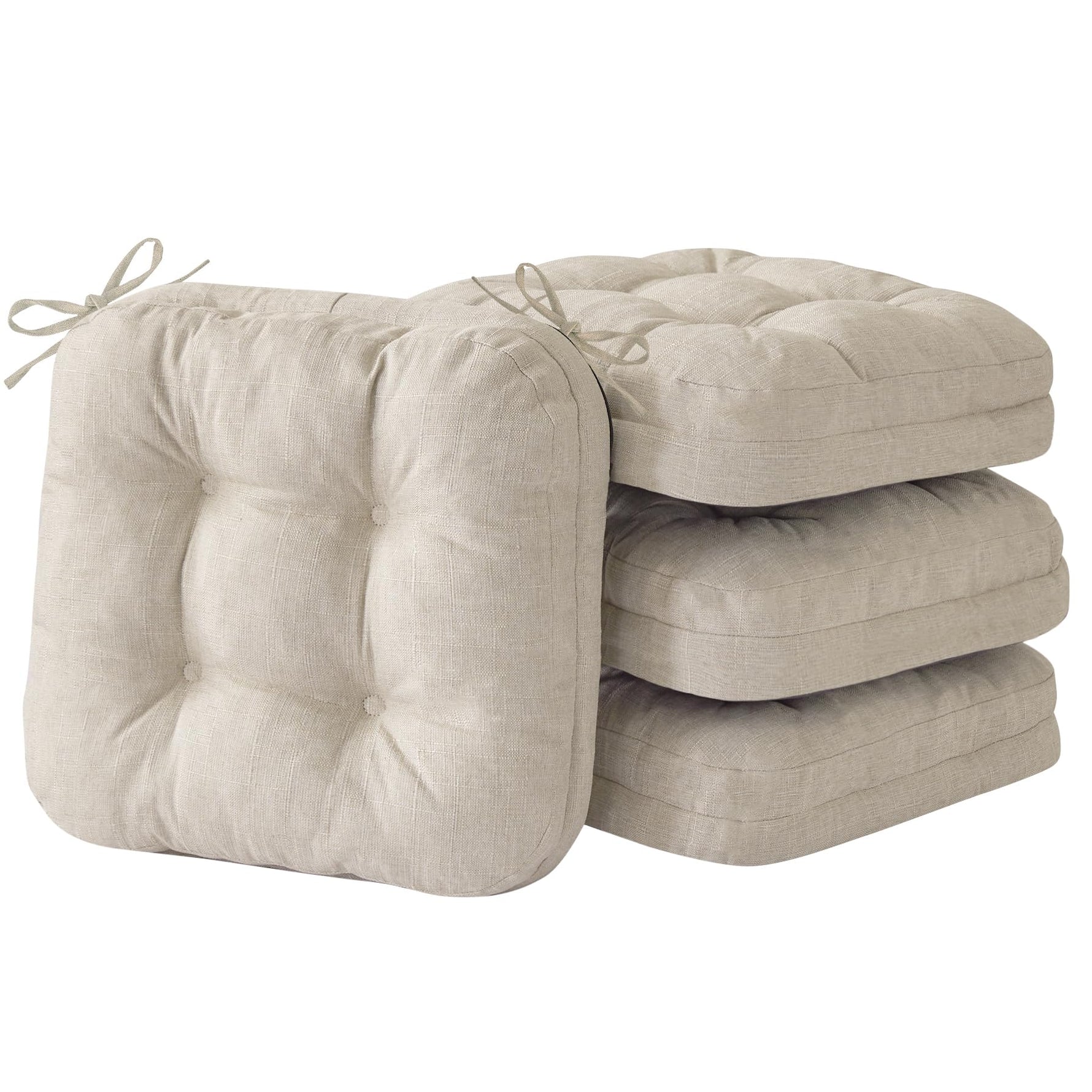 4 pieces of chair cushions stacked together in ivory colour.