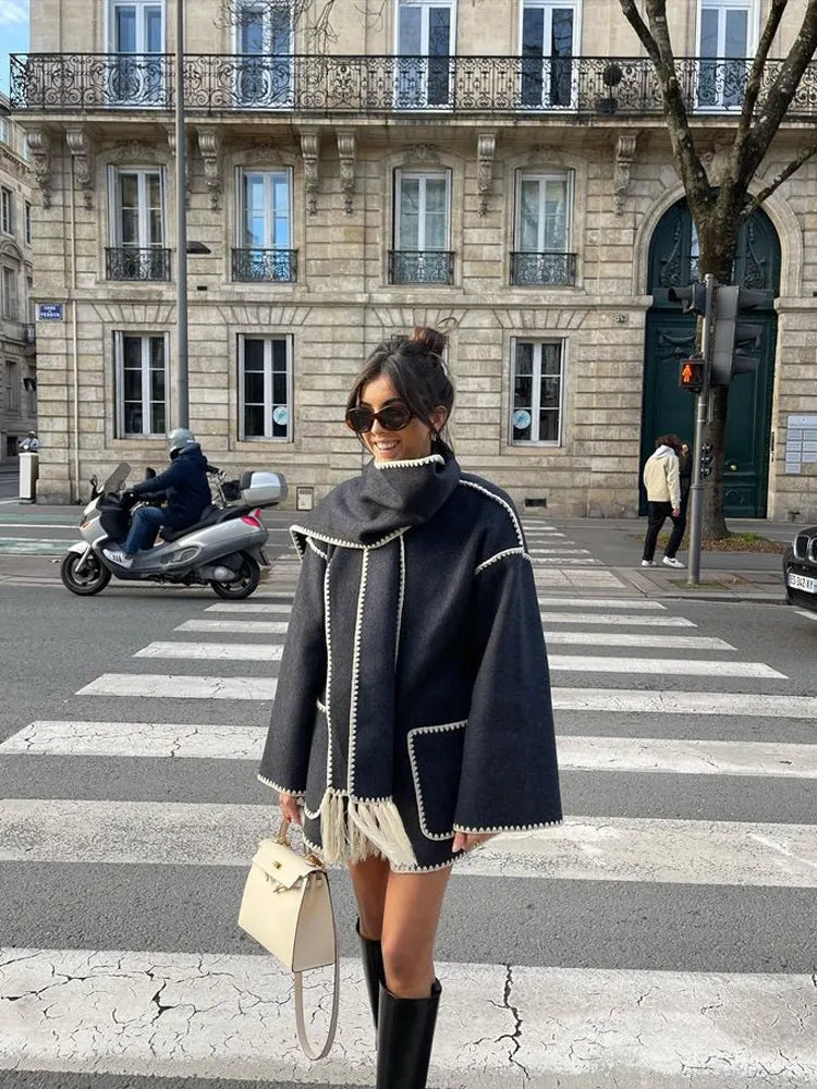 Women's Elegant Autumn Scarf Coat