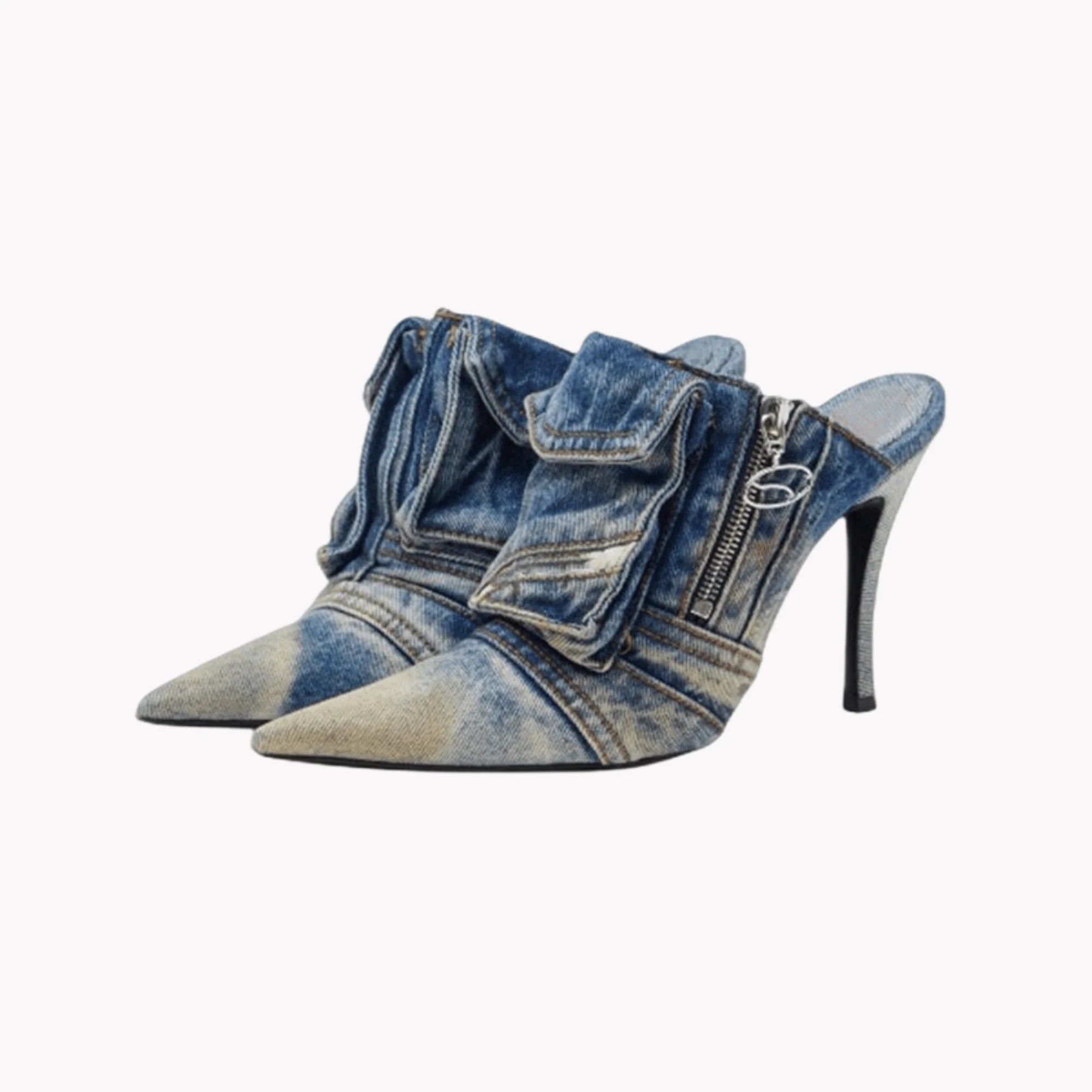 Women's Side Zip Denim Mules