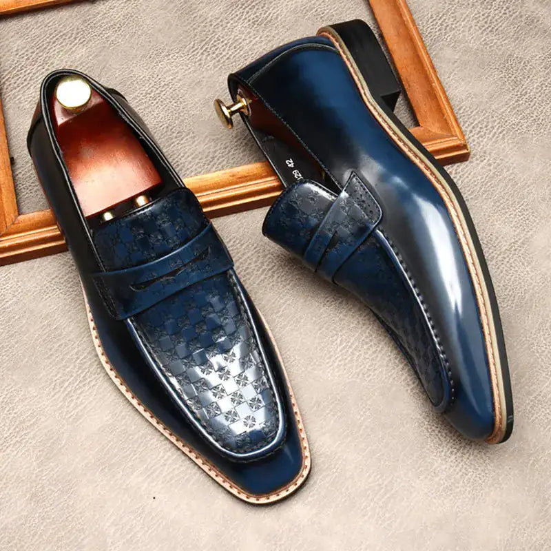 Genuine Leather Alligator Print Loafers