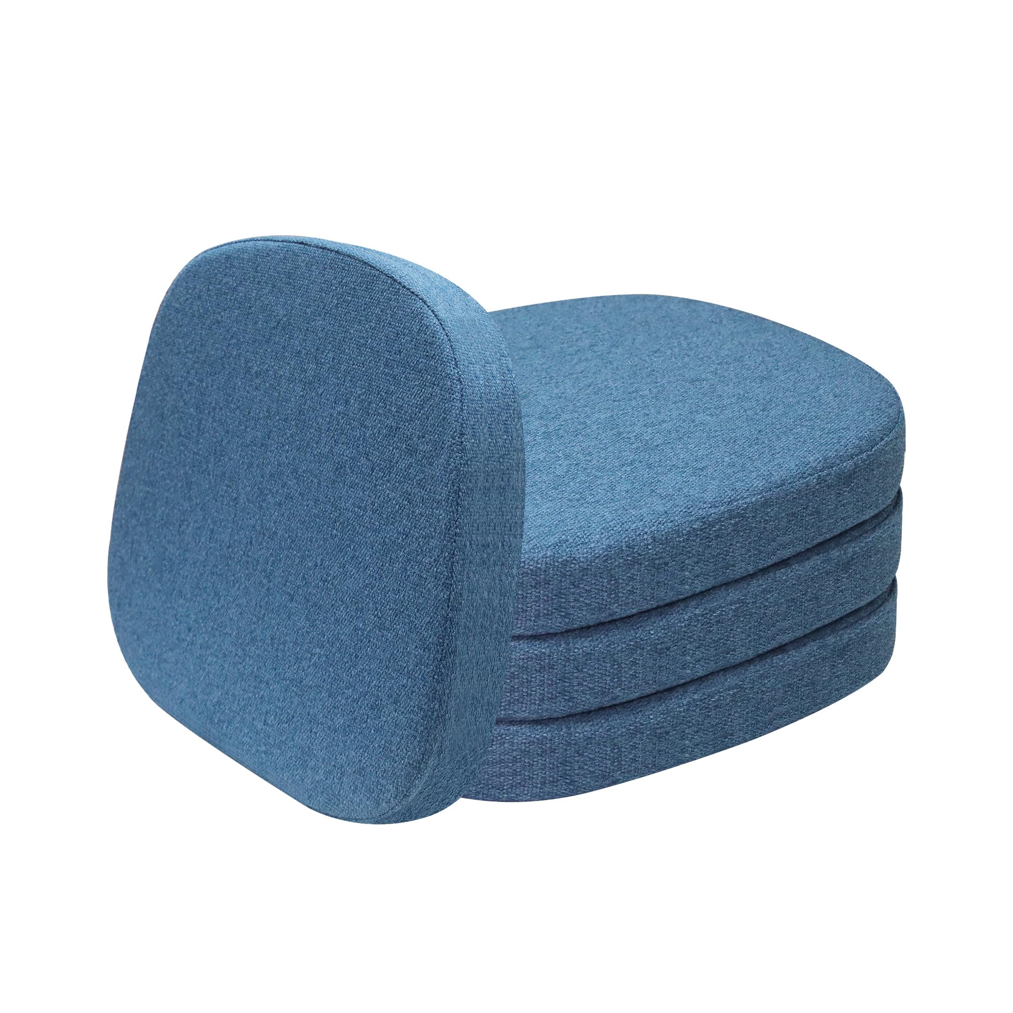 Stack of blue foam cushions on a white background