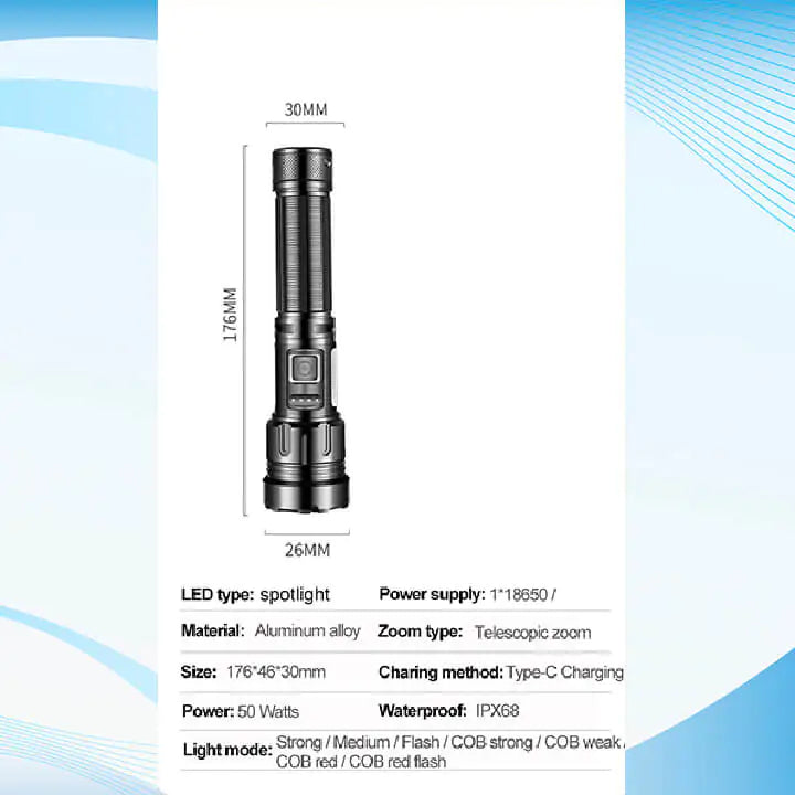 Powerful Rechargeable LED Flashlight