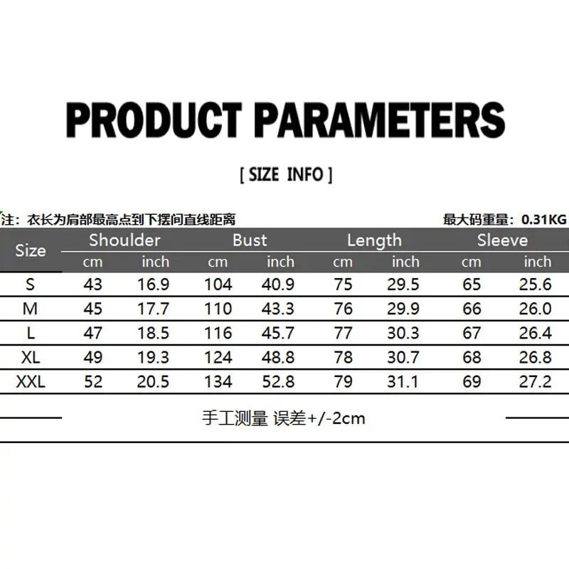 Men's Patchwork Slim Fit Formal Shirt Size Chart