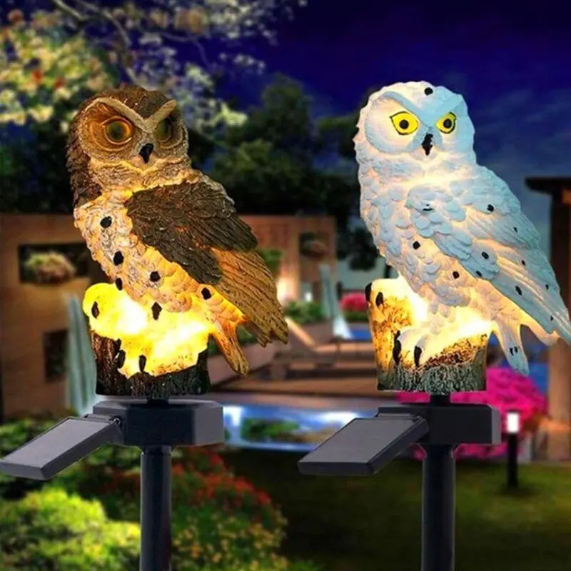 Solar-Powered Owl Statue Lights