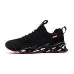 Black lightweight safety trainer with a breathable mesh upper and rugged anti-slip sole.
