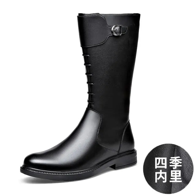 Moto-Inspired Leather Trekking Boots