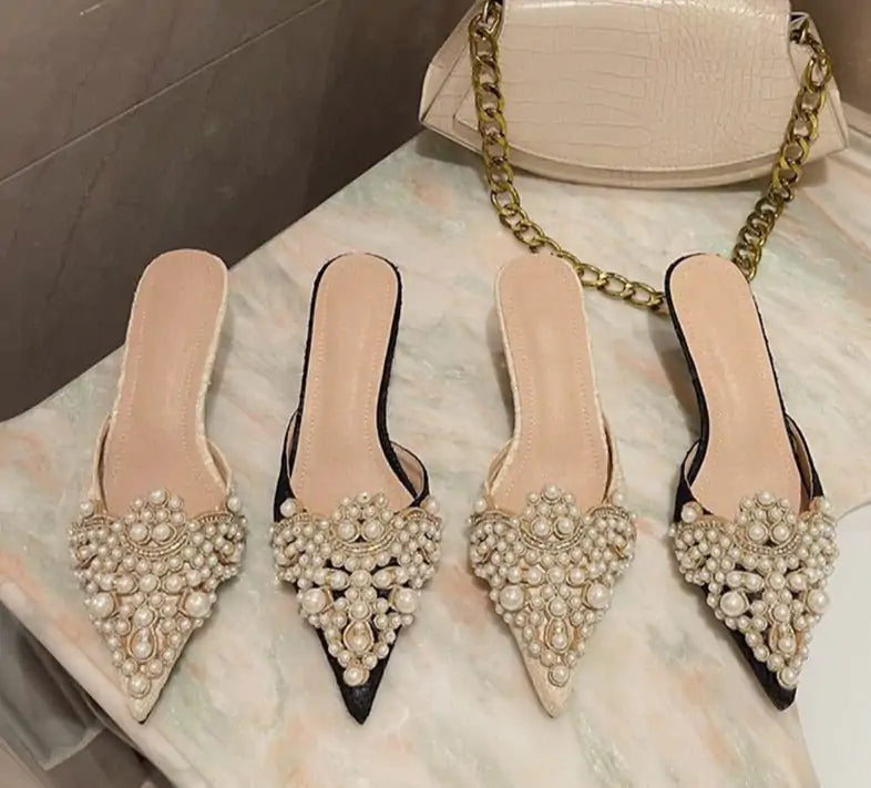 Women's Elegant Pearl Crown Sandals