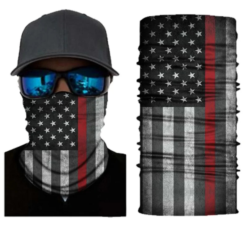 American flag print neck gaiter face cover.
