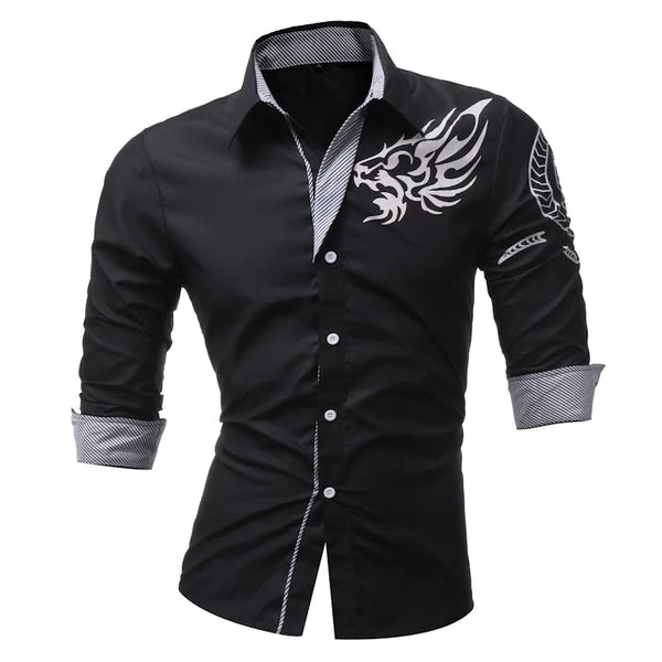 Men's Long-Sleeved Dragon Dress Shirt