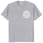 Grey T-shirt with white AI chest logo.