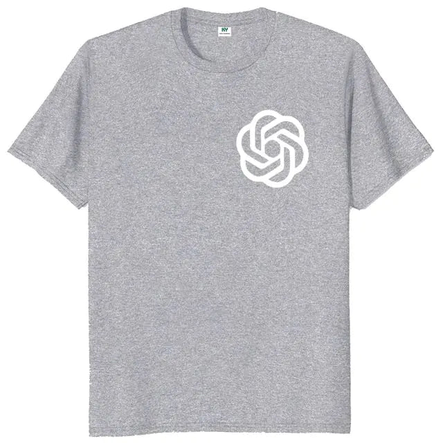 Grey T-shirt with white AI chest logo.