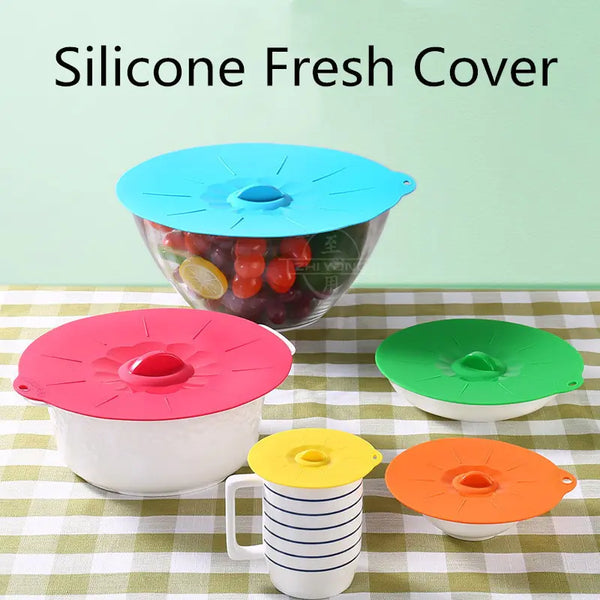 STOMART.CO.UK 5 PCS Set Silicone Microwave Bowl Cover cover Kitchen Free Text