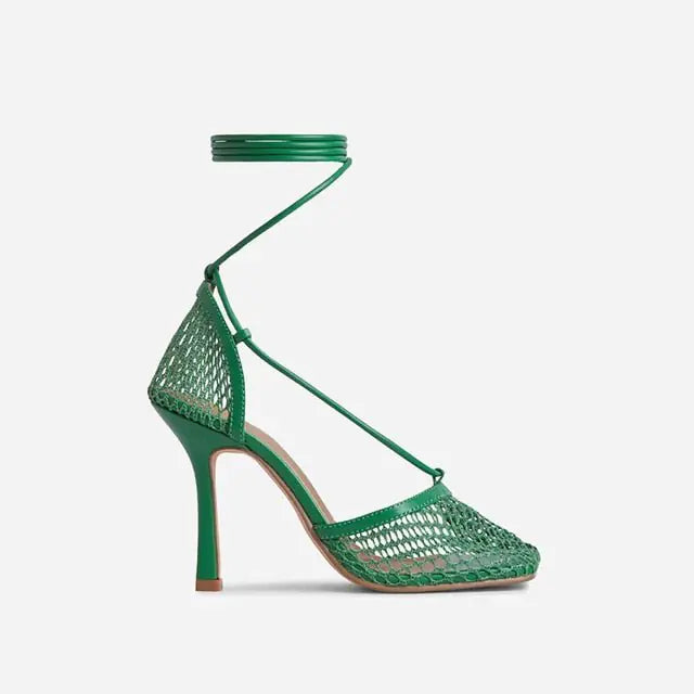 Women's Netted Tie Up Heels