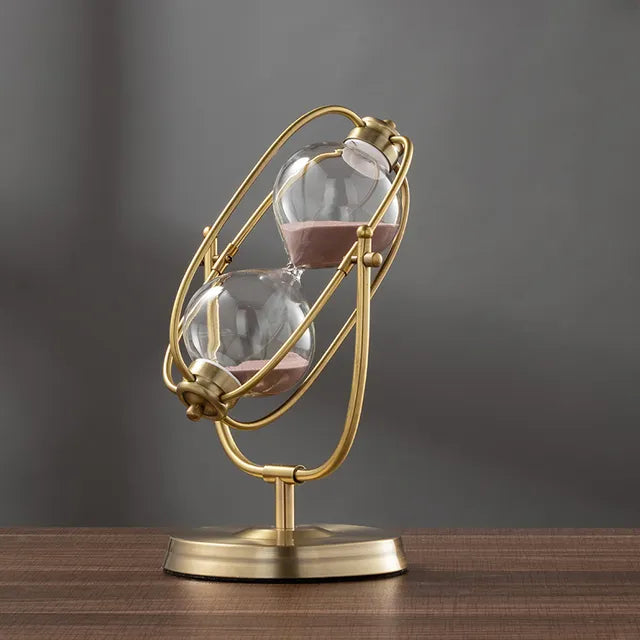 Timeless rotating metal sand hourglass