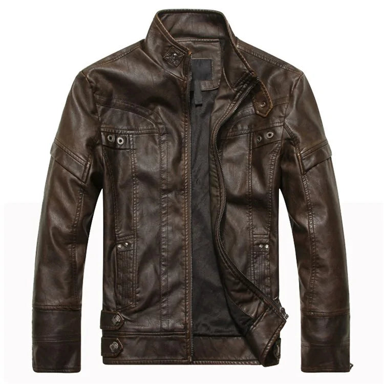 Tailored Fit Men's Zipper Leather Jacket