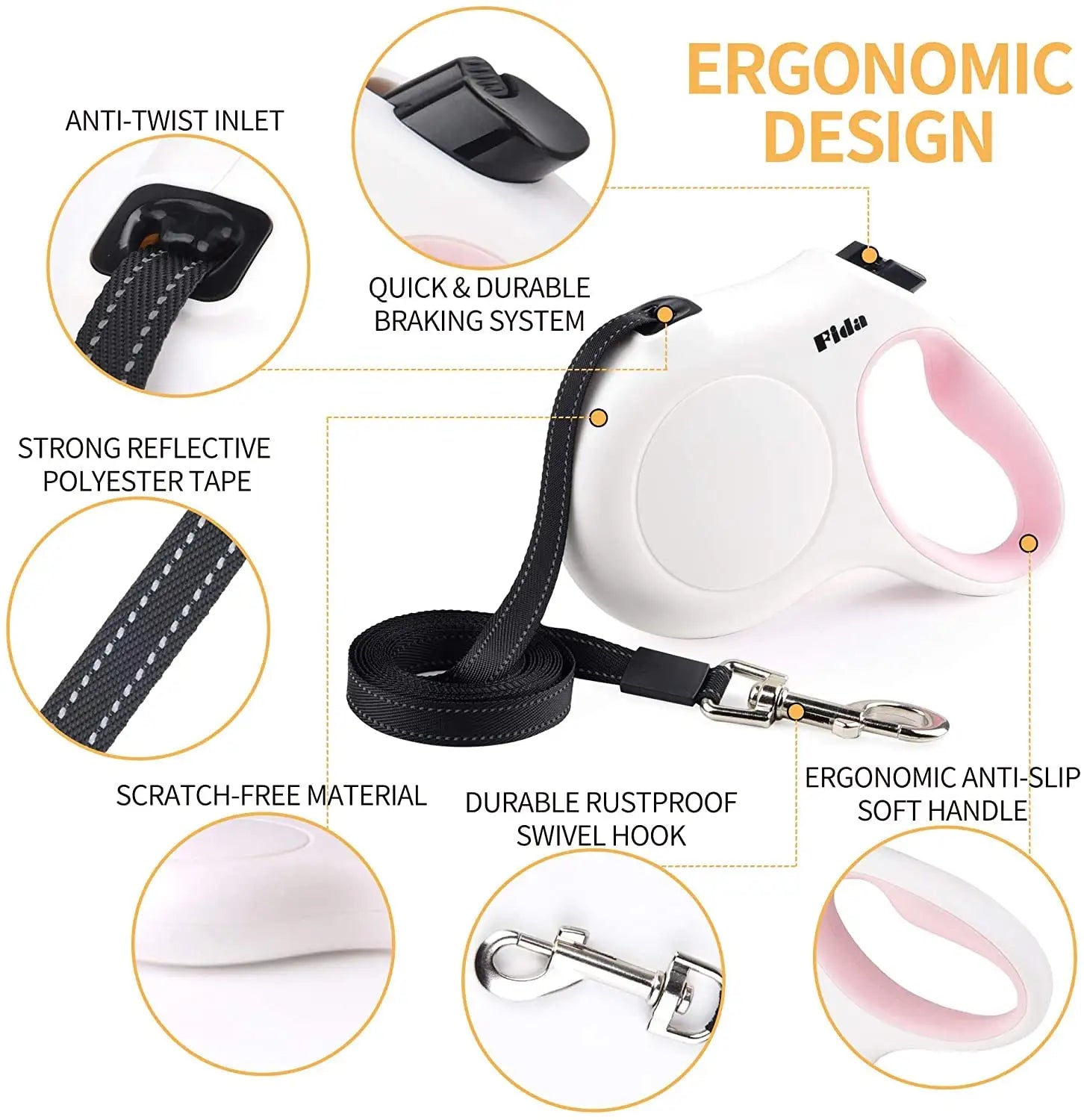 Retractable Poop Bag Dispenser Dog Leash