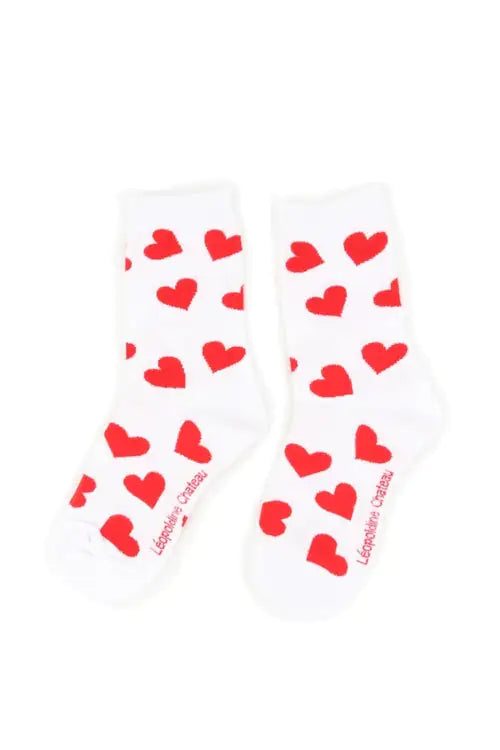 White Stockings plus Love Shape Print