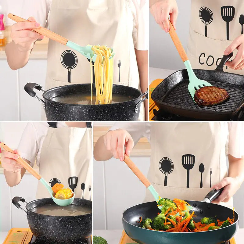 STOMART.CO.UK Non Stick Pot Spatula And Spoon Kitchen Free Text