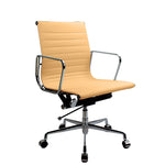 Beige office chair with chrome frame on a white background