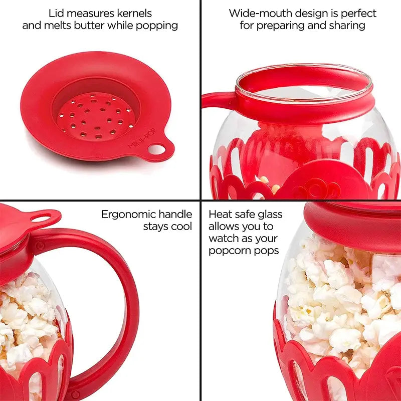 Microwave Silicone Lid Glass Popcorn Popper