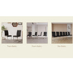 Three panels showing different numbers of black chairs in a room setting.