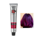 A tube of Lebesi Excellence Hair Colorant in silver packaging, with the label "Deep Moist" and "92g," next to an image of purple hair that is dyed with the product.
