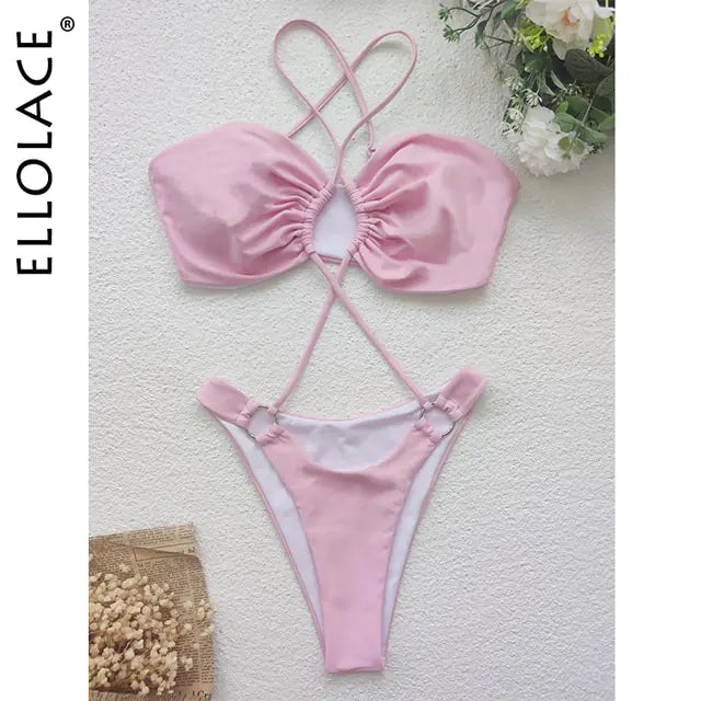 Sexy Cross Halter One Piece Swimsuit 