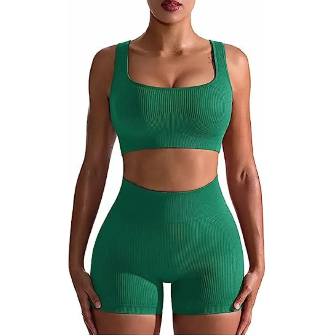 Women's Ribbed High Waist Shorts Vest Set