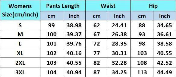 Stretchable Comfort: Women's Elastic Pants Sie Chart