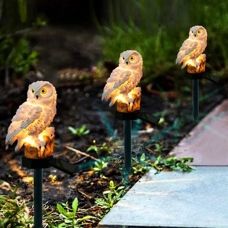 Solar-Powered Owl Statue Lights