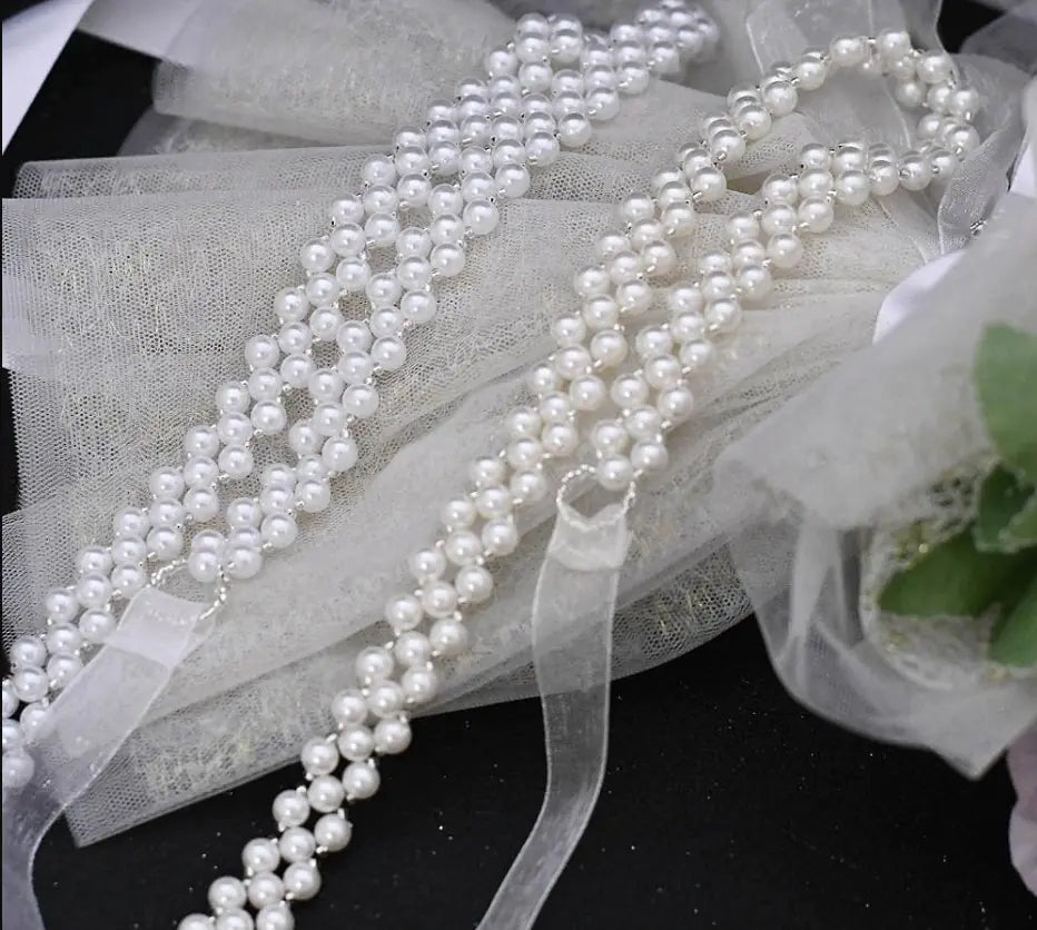 White Pearl Bridal Wedding Belt