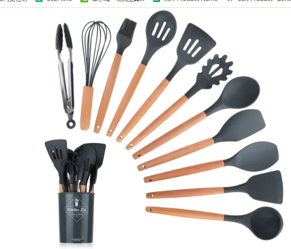 STOMART.CO.UK Non Stick Pot Spatula And Spoon Kitchen Free Text