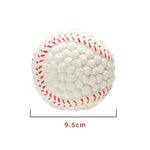 White textured baseball dog toy, 9.5 cm.