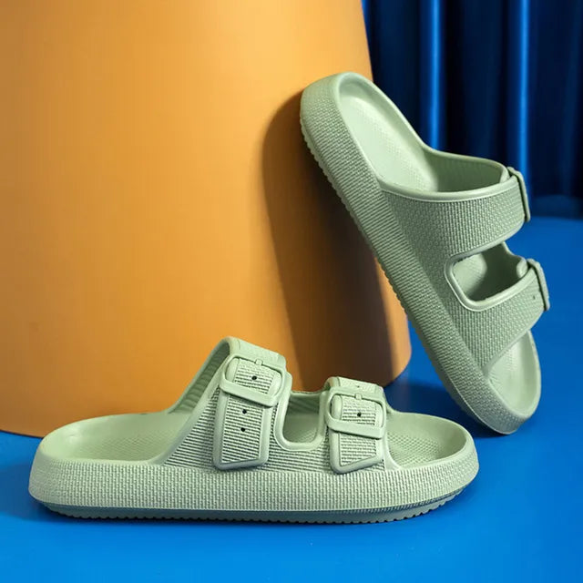 Buckled Platform Slippers